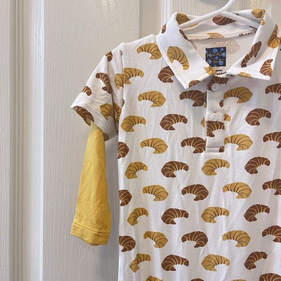 Kickee Pants Natural Croissants Polo Romper Bamboo Boys Size 18-24 Months - Picture 5 of 14